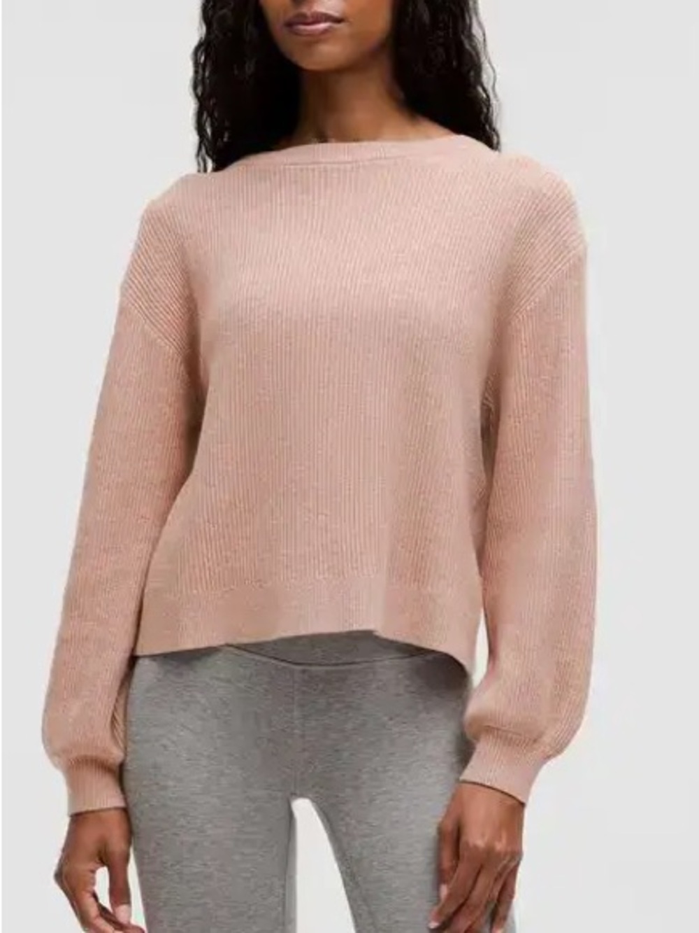 Lululemon Reversible Crossover Sweater Cotton Boxy Ribbed Warm Beige Small